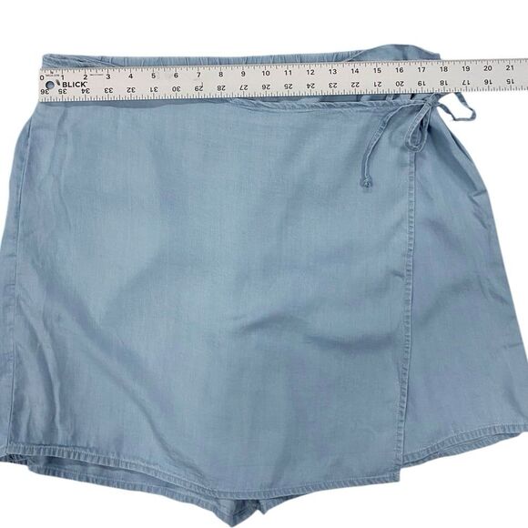 Zac & Rachel Light Blue Denim Skort Elastic Waistband & Tie Women’s XL Preppy - Picture 9 of 11